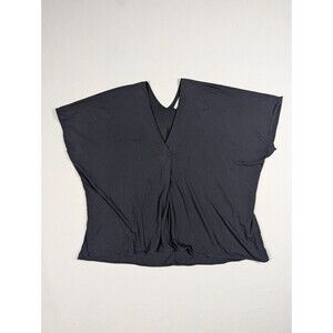 Peruvian Connection Womens Oversized Boxy Tunic Top Dropped Shoulder Black M/L